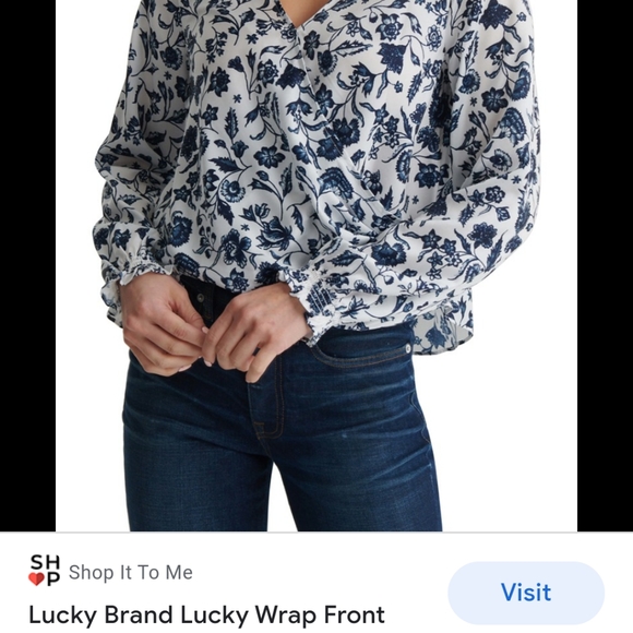 XL Lucky Brand Crop Top Surplice V Blouse Floral - Picture 4 of 5